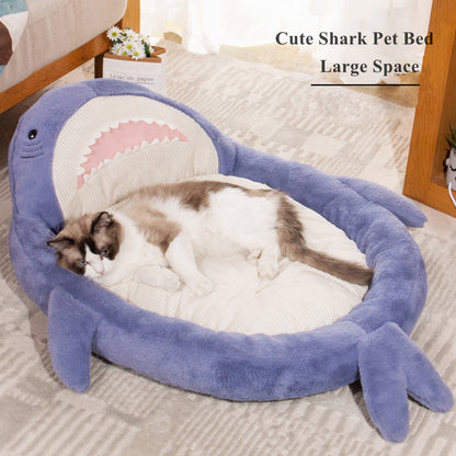 Lovely Pet Bed Dog Kennel House Thick Warm Cat Bed Pad Soft Sofa Shark Pattern Cushion For Small Medium Dogs Puppy Sleeping Mat