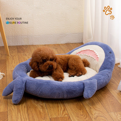 Lovely Pet Bed Dog Kennel House Thick Warm Cat Bed Pad Soft Sofa Shark Pattern Cushion For Small Medium Dogs Puppy Sleeping Mat