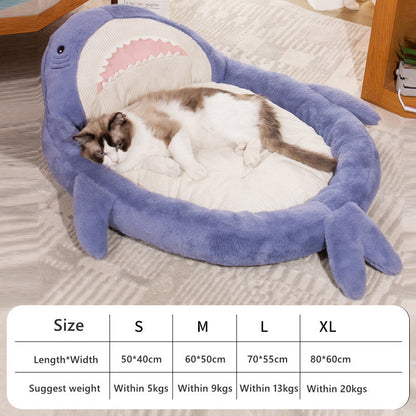 Lovely Pet Bed Dog Kennel House Thick Warm Cat Bed Pad Soft Sofa Shark Pattern Cushion For Small Medium Dogs Puppy Sleeping Mat